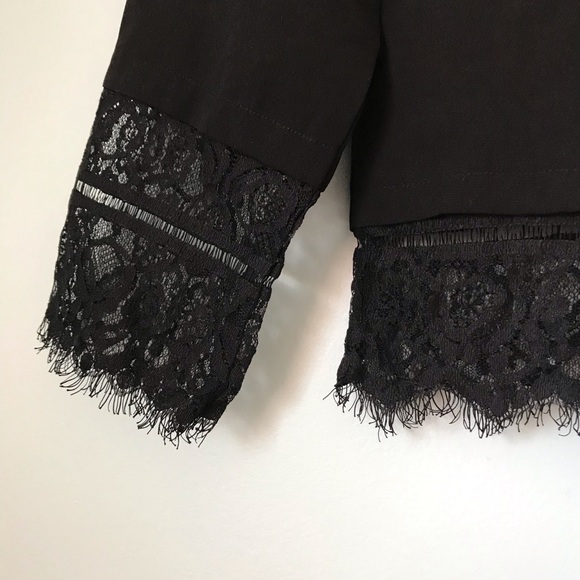 Black eyelash lace trim blouse - Picture 4 of 6